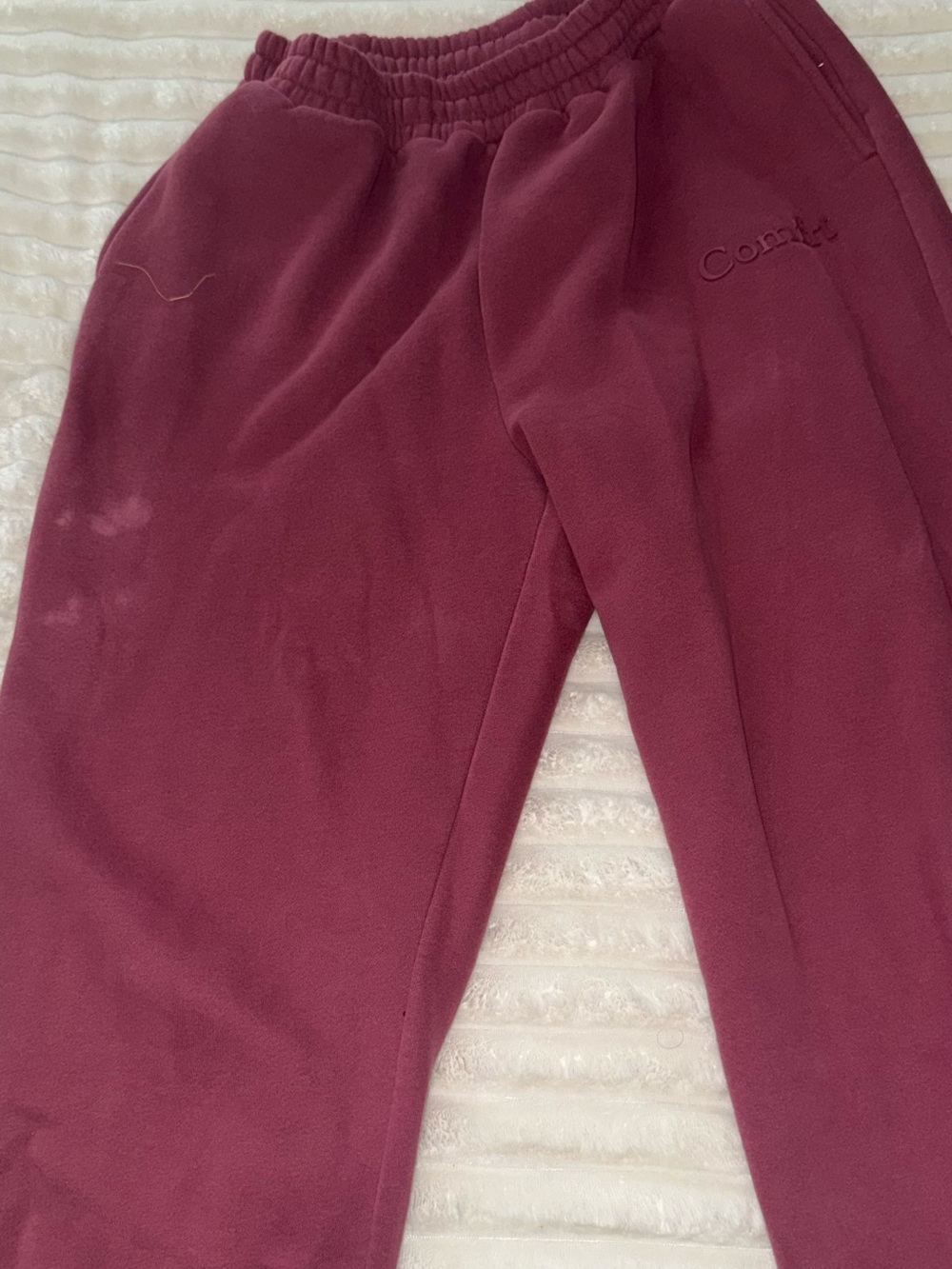 Everyday Burgundy Fleece Joggers with Elastic Waist